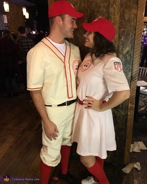 Twin halloween cute halloween costumes diy costumes costume ideas baseball costumes baseball movies rockford peaches peach costume pin up. A League of Their Own Couple Costume | Easy DIY Costumes