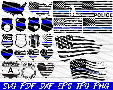 American Flag Svg Police Svg Thin Blue Line Svg Blue Lives Etsy