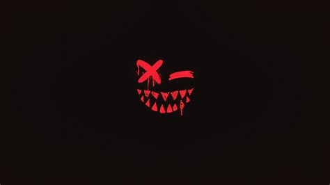 Tooth Demon Scary Face Minimalism Closed Eyes Smile Dark Hd