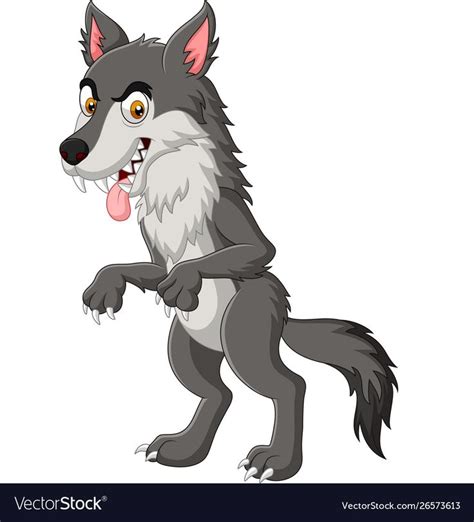 Illustration Of Cartoon Angry Wolf Isolated On White Background