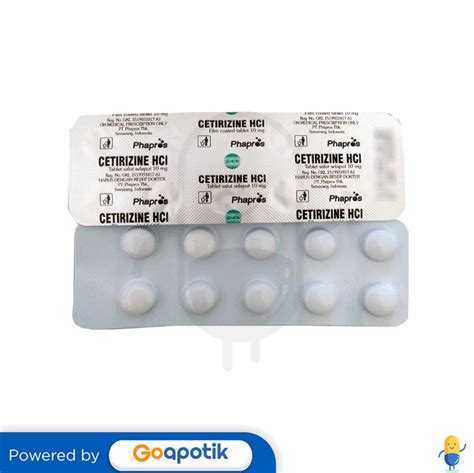 Cetirizine Hcl Phapros 10 Mg Tablet Kegunaan Efek Samping Dosis Dan