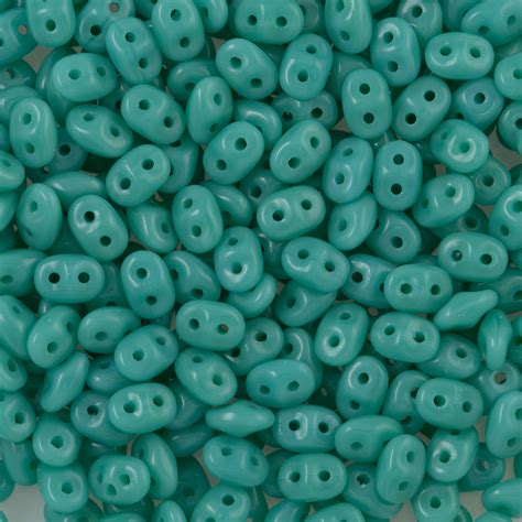 Super Duo 2x5mm Two Hole Beads Opaque Green Turquoise 63130 Aura Crystals Llc