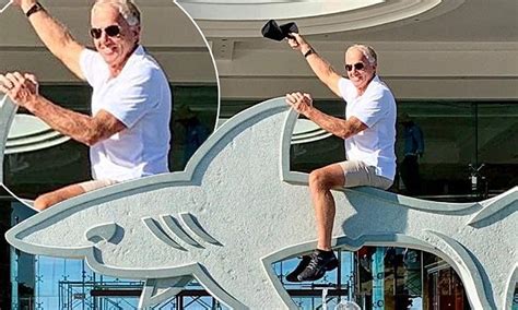 the shark rides again greg norman 63 is filmed atop his iconic namesake in an instagram video