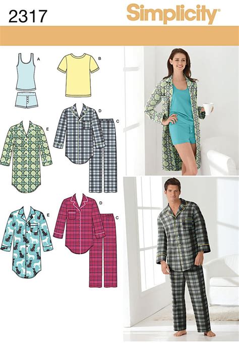 Purchase Simplicity 2317 Misses And Mens Sleepwear And Read Its Pattern