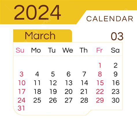 Kalender Bulanan 2024 Garis Sederhana Maret Dua Ribu Dua Puluh Empat