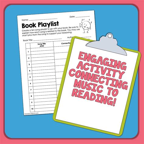 Book Playlist Worksheet Freebie Fun Activity To Connect Music And