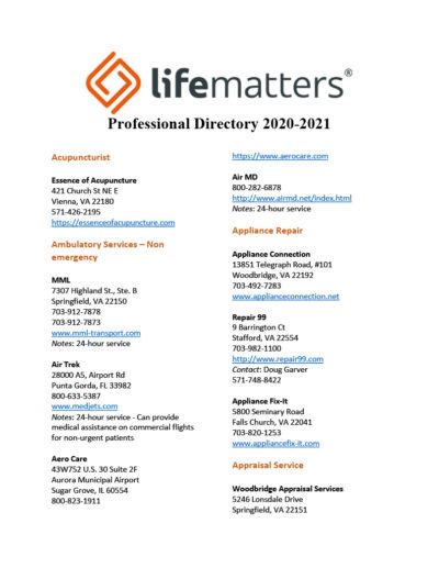 Professional Directory Lifematters More Than Home Care