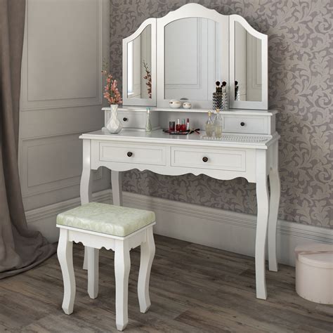 The vanity mirror!reason for making this? Dressing Table + Stool Makeup Table Storage Mirror Bedroom ...