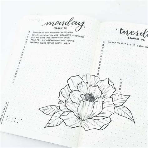 How To Draw Easy Flower Doodles For Bullet Journal Spreads