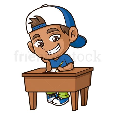 Hispanic Boy Doing Homework Cartoon Vector Clipart Image Friendlystock