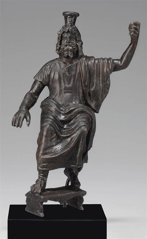 Roman Bronze Serapis Circa 2nd Century Ad Seated With His Feet On An