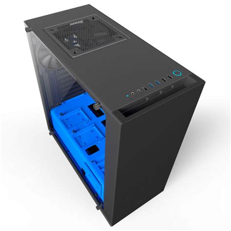 Nzxt Mid Tower Gaming Case S340 Elite Black Blue Edition Ex Demo
