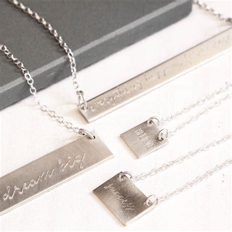 Sterling Silver Engraved Bar Necklace By The Jewellery Boutique
