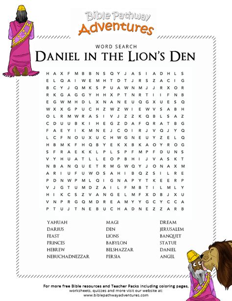 Daniel In The Lions Den Printable Worksheets