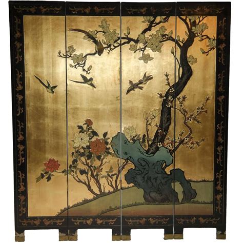 20th Century Chinoiserie Double Sided Four Panel Screen At 1stdibs