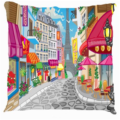 Cartoon Paris Eiffel Tower City Street Cafe By Fairyland2000