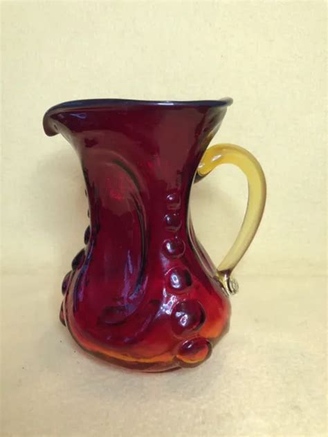 Vintage Kanawha Amberina Hand Blown Art Glass Pitcher Jug 3200