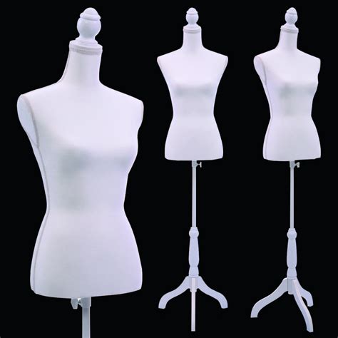White Female Mannequin Torso Clothing Display W White Tripod Stand New