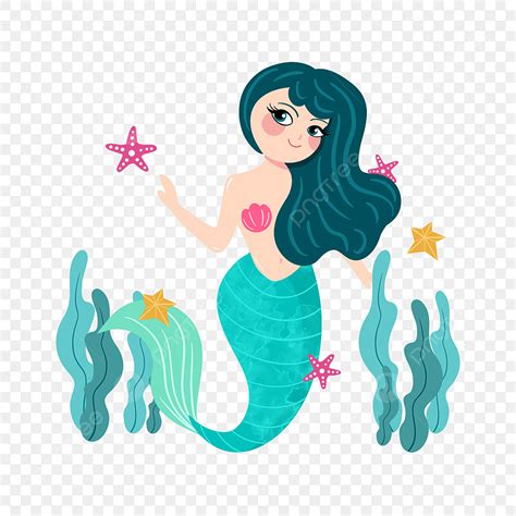 Cartoon Seaweed Png Picture Hand Drawn Cartoon Mermaid Blue Seaweed