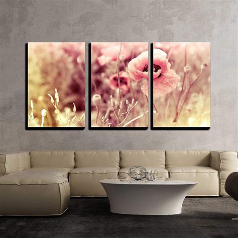 Wall26 3 Piece Canvas Wall Art Morning Flowers Meadow Vintage Photo