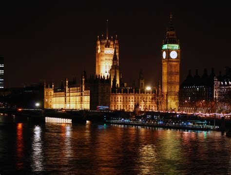 London Big Ben River Thames Night City Clocktowers Wallpaper