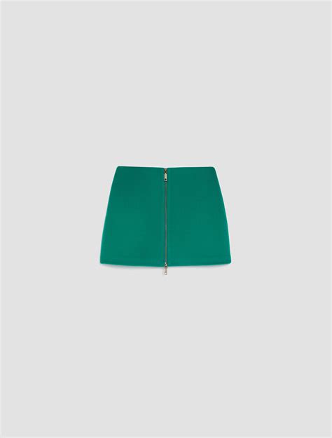 Wool Broadcloth Mini Skirt Dark Green Maxandco