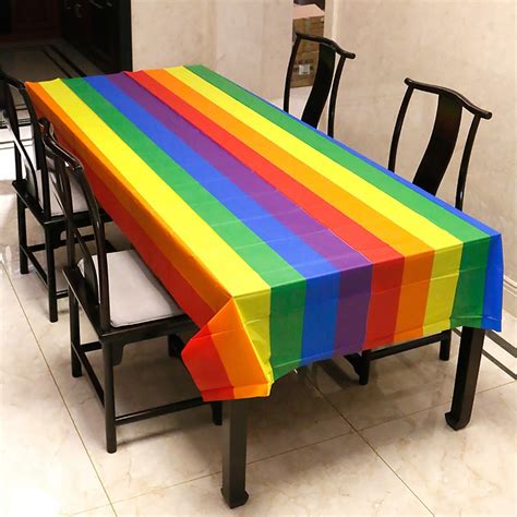 Jtnero Rainbow Table Cover Rectangular Decorative Table Cloth Reusable