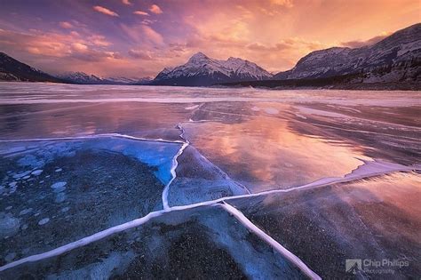 Frozen Air Bubbles In Abraham Lake Alberta Canada Snow
