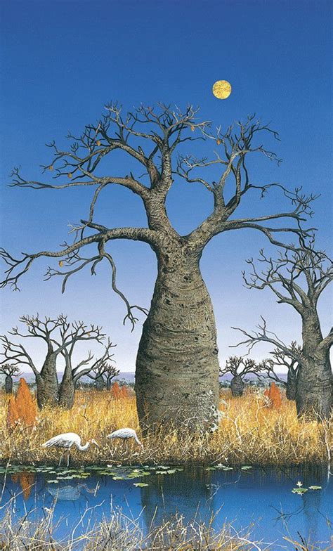 Brolgas And The Boab Trees Landscape Art Landscape Paintings Tree Art
