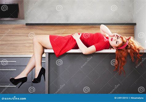 Redhead Beauty Stock Image Image Of Indoor Dress Heels 24912015