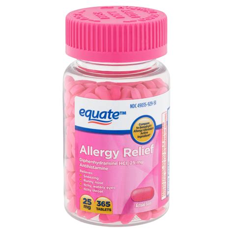 Equate Allergy Relief Diphenhydramine Tablets 25mg, 365 Count - Walmart