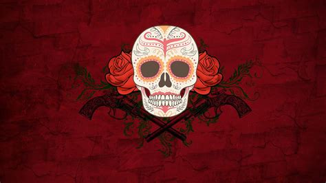 Rose Artwork Skull Dia De Los Muertos Flowers 720p Wallpaper