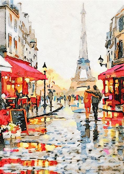 Eiffel Tower Watercolor Art Custom Painting From Photos Paris Art