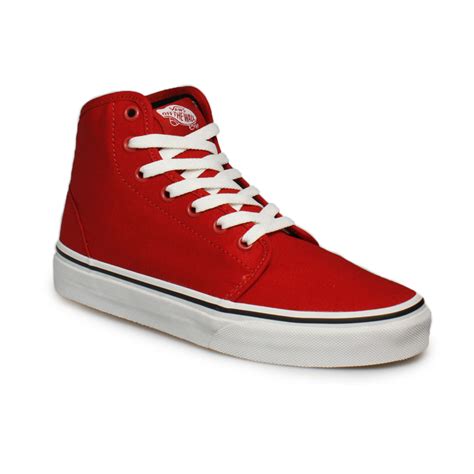 Vans Mens Womens Red Lace Up High Tops Trainers Sneakers Shoes Size 3