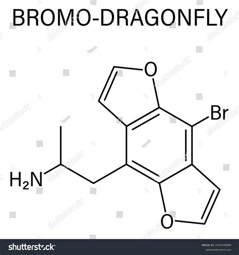 Bromodragonfly Hallucinogenic Drug Molecule Skeletal Formula Stock