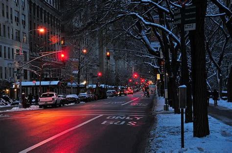 Snowy Nights And Christmas Lights Winter City Winter Scenes City Lights