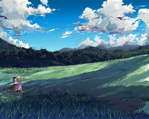 Fondos De Pantalla Paisaje Anime Colina Césped Cielo Manga