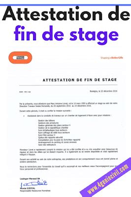 Attestation De Fin De Stage I Exemples De Mod Le Word Et Pdf Artofit