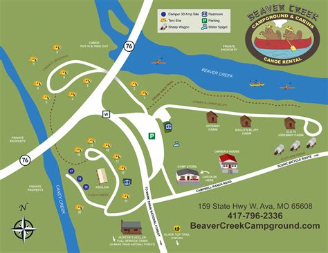 Beaver Creek Campground Cabins And Canoe Rental Site Map And Rules