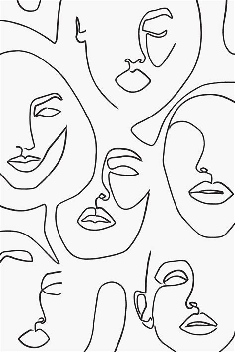 One Line Art Face Easy Abstrak Trait Visage Continu Minimalistic