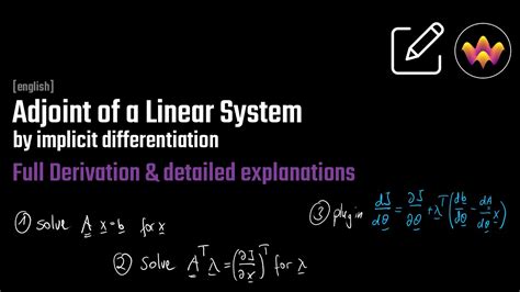 adjoint equation of a linear system of equations by implicit derivative youtube