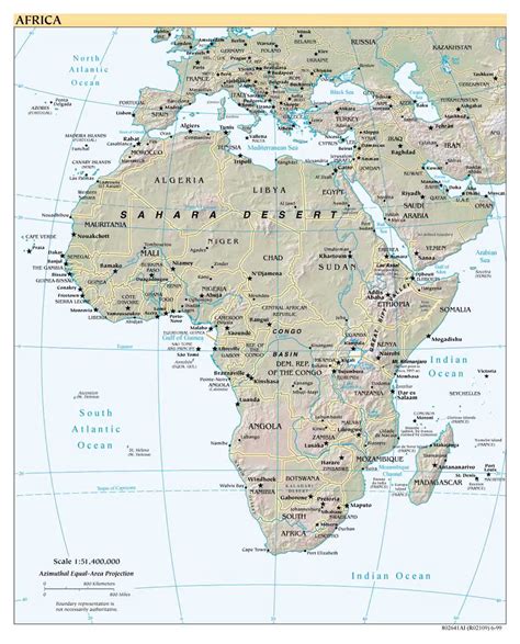 Mapa Político Detallada De África Con Alivio Y Capitales 1999 África Mapas Del Mundo
