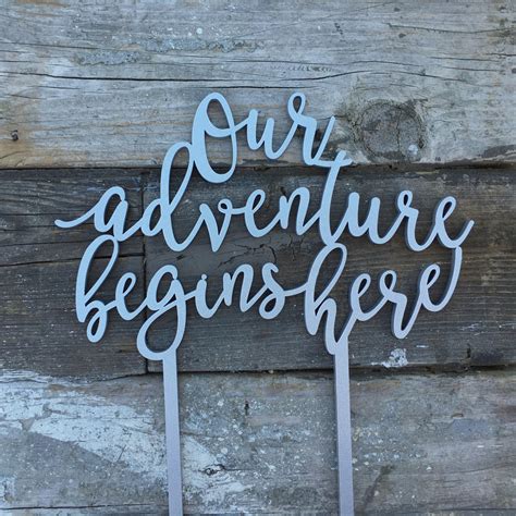 Our Adventure Begins Here Wedding Cake Topper 6 Inches Etsy