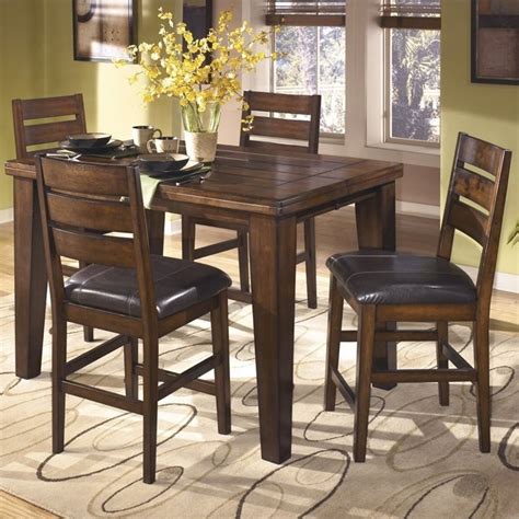 Ashley Larchmont 5 Piece Wood Counter Height Dining Set In Brown D442