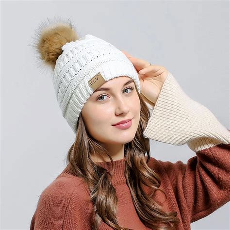 2018 Knitted Beanie Cap With Thicker Cashmere Warm Winter Hats For