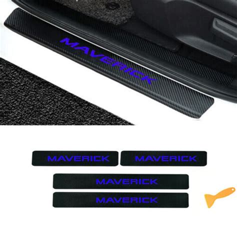 4×car Door Sill Protector Carbon Fiber Leather Sticker For Ford