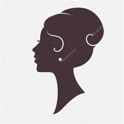 Girl Face Silhouette With Stylish Hairstyle Stock Vector Image By