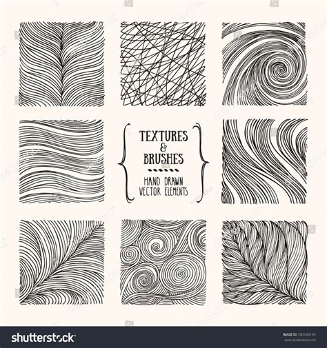 Hand Drawn Wavy Linear Textures Made With Ink Artistic Collection Of