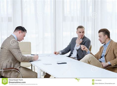 Business Meeting Discussion Team Managers Talking Stock Image Image