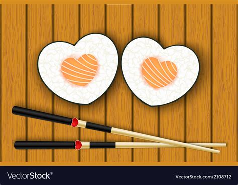Heart Shaped Sushi And Chopsticks Royalty Free Vector Image